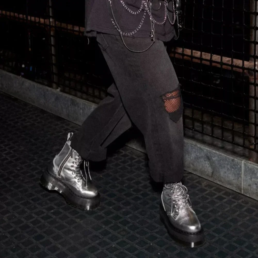DR. MARTENS JADON MAX PLATFORM METALLIC BOOTS MSRP $280 SOFT & RICH Leather - Picture 8 of 16